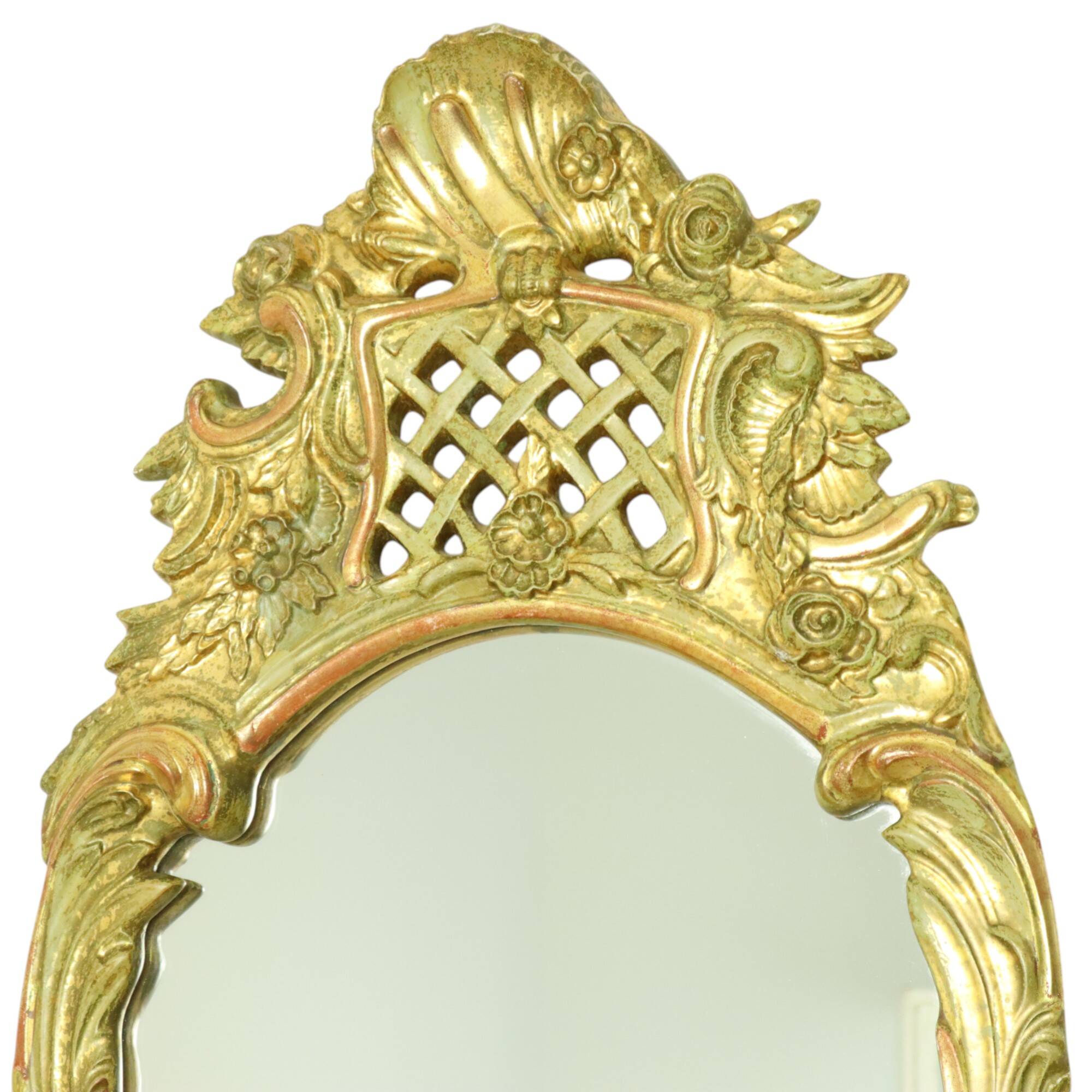 Large Swedish Mirror Gold Leaf Gilded Classic Rococo Style 119cm