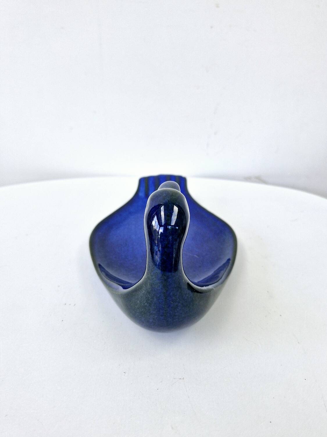 Vintage Plate Duck Foie Gras Blue Stoneware from Berry, France 25.5x15cm