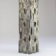 Vase sculpture "Brutalist" in metal with glass vase inside Italy 1970