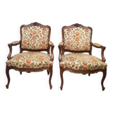 Pair of large Louis XV style armchairs