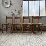 Set of 4 straw chairs circa Dordogne