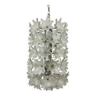 Spectacular Murano glass flower chandelier by Venini for VeArt, Italy 1970s