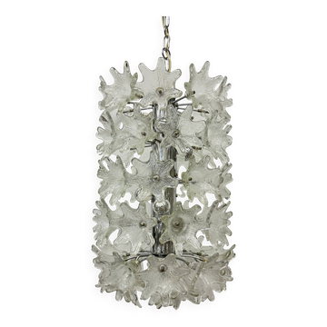 Spectacular Murano glass flower chandelier by Venini for VeArt, Italy 1970s