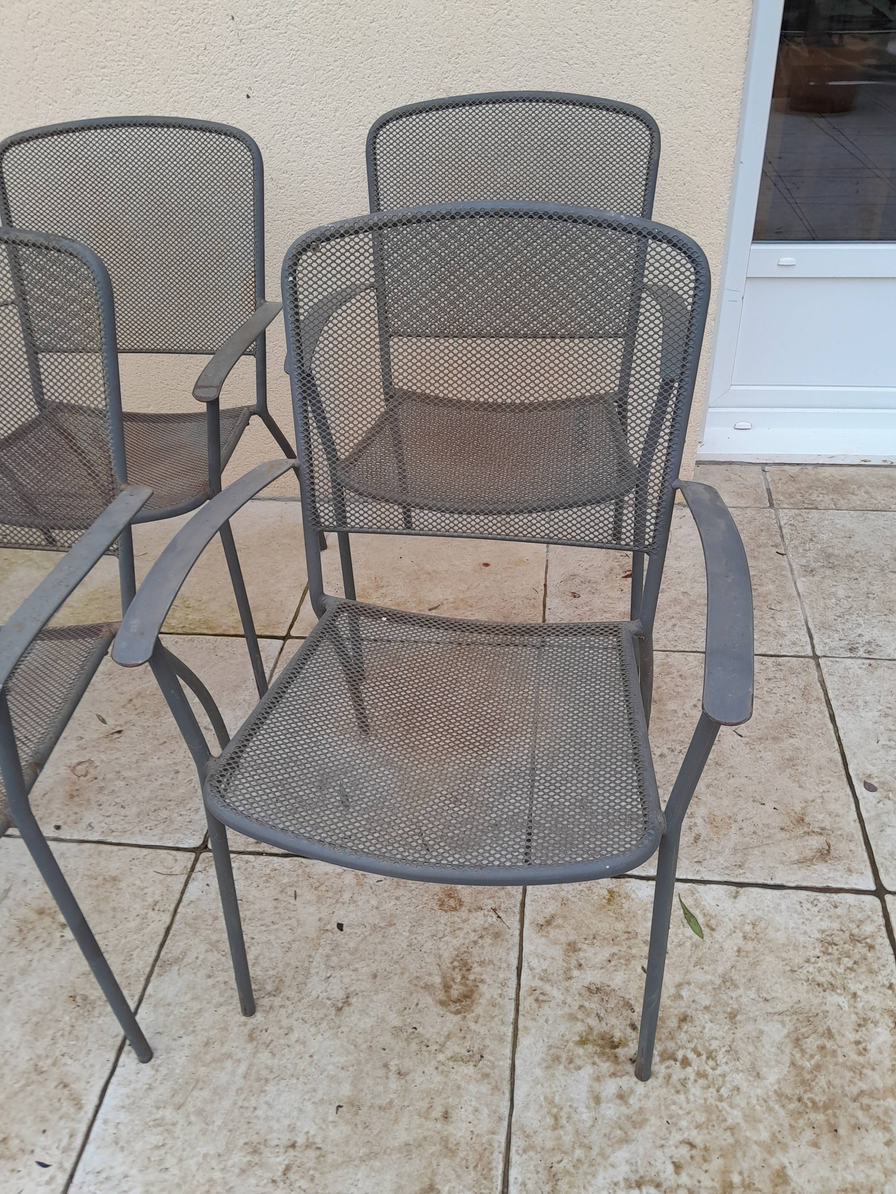 6 vintage garden armchairs iron metal chairs