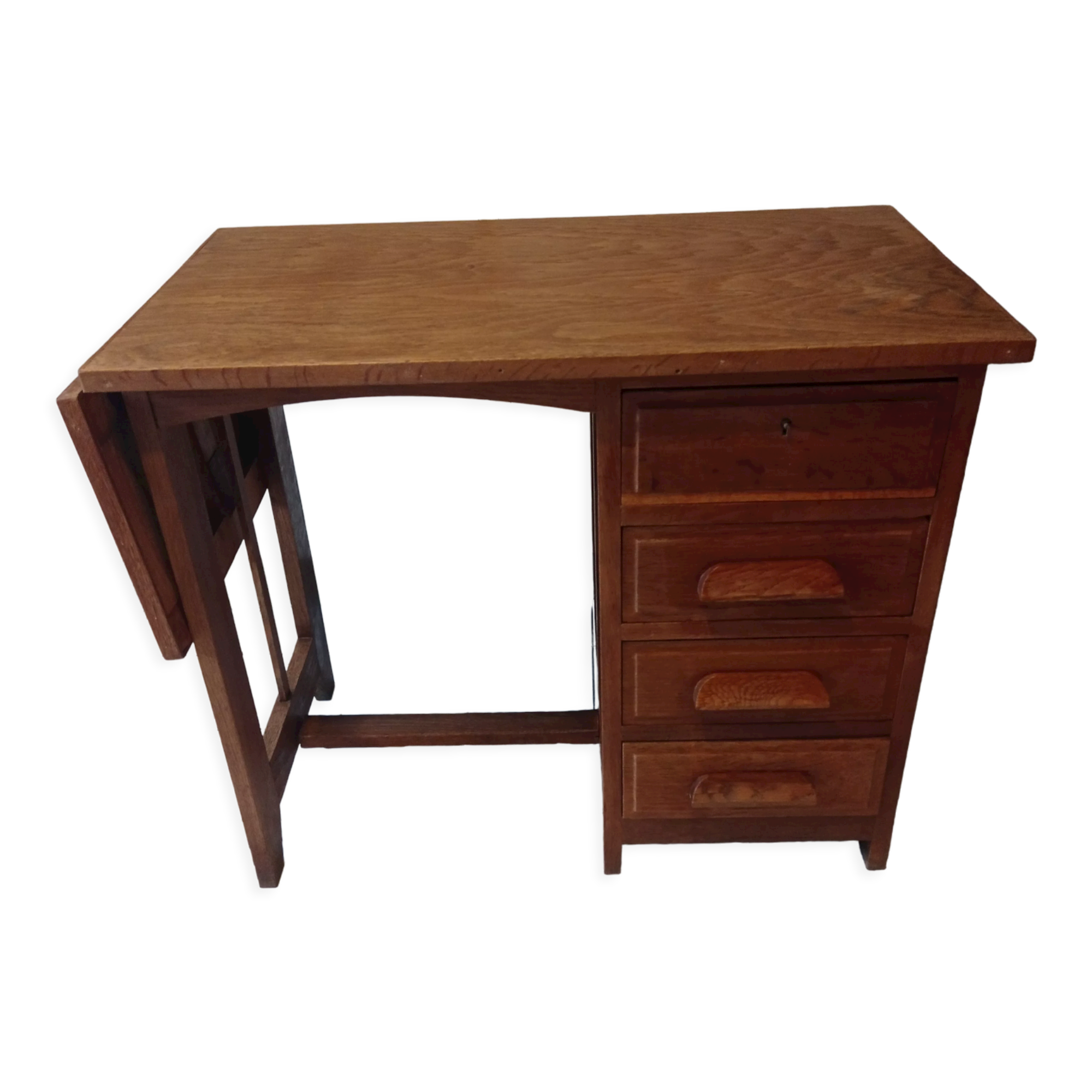 American children's desk with vintage oak lid