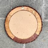 Vintage round woven rattan wall mirror