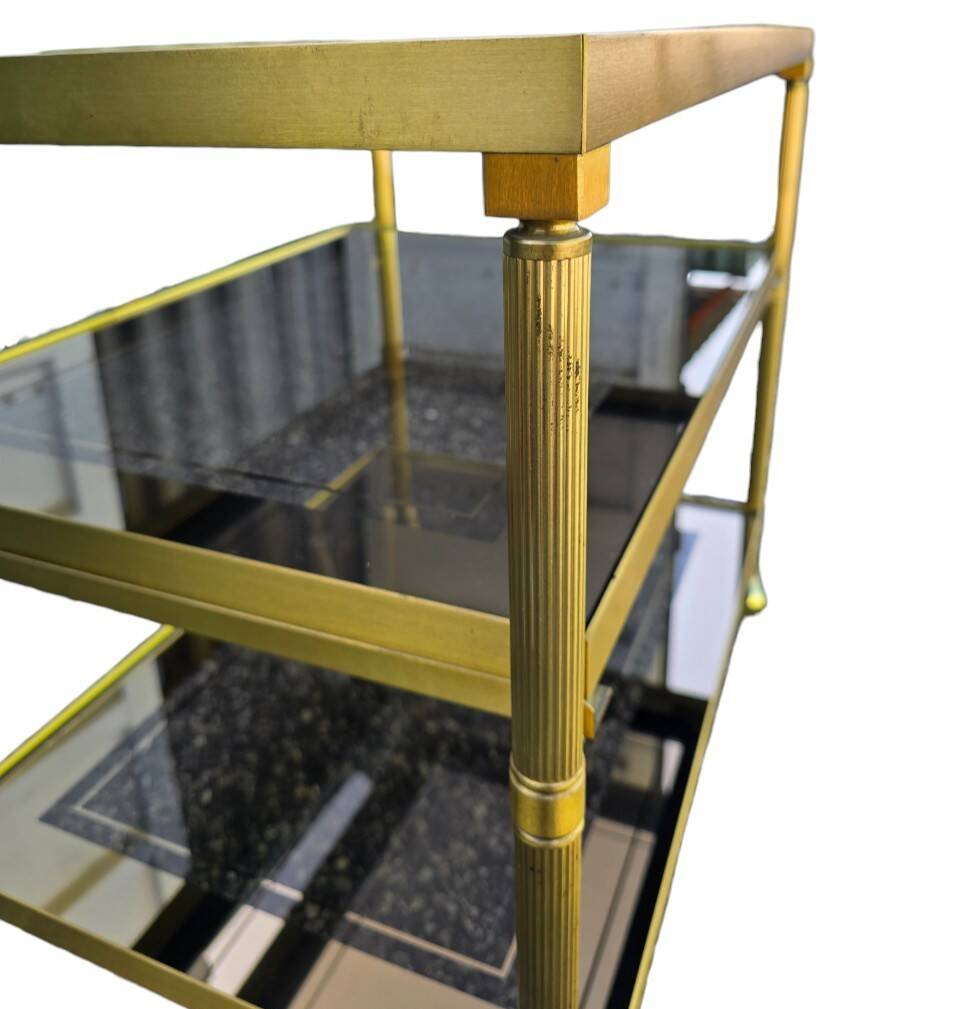 Brass and glass serving trolley, 1970s