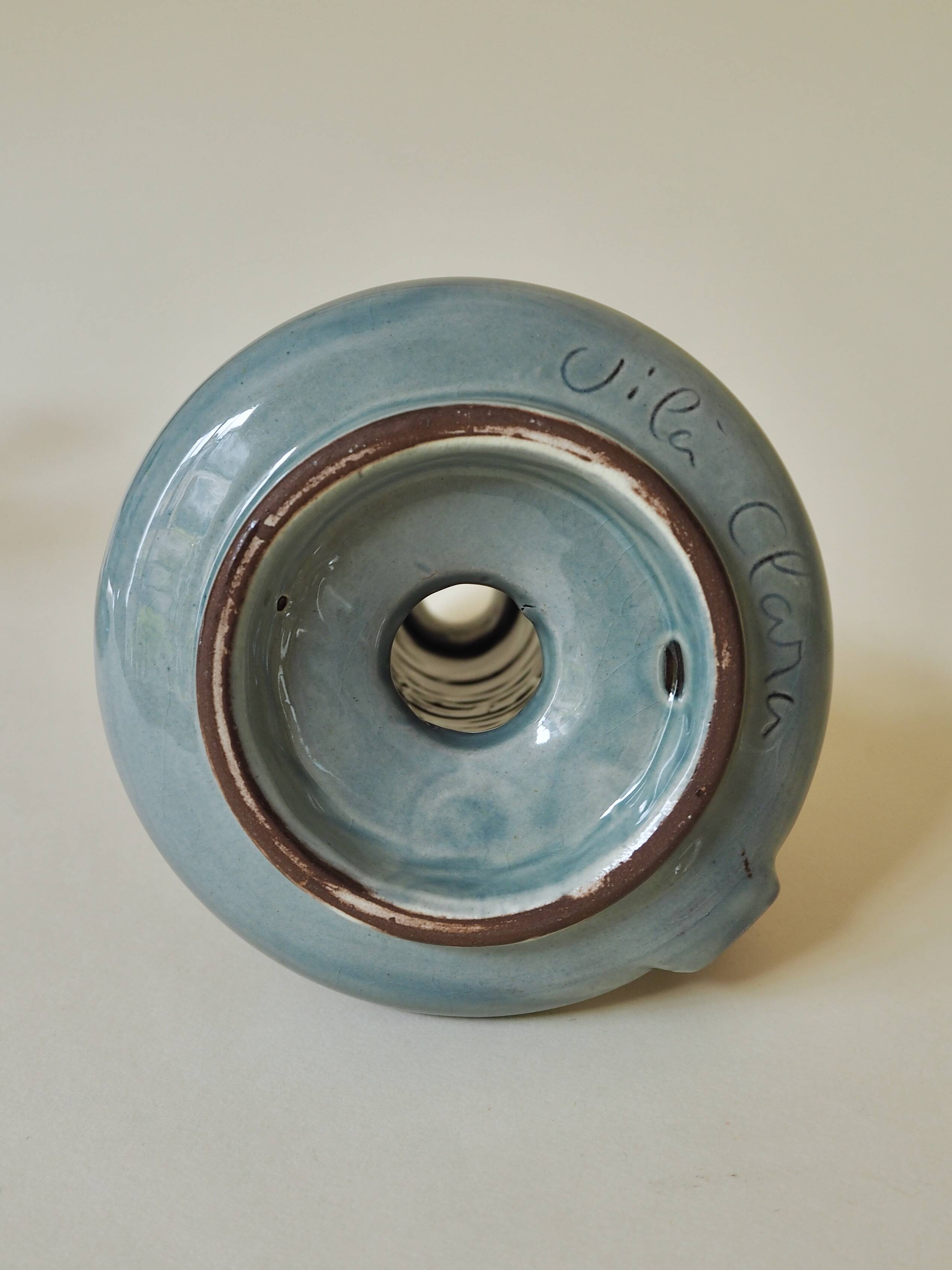 Pair of glazed ceramic candle holders Vilà Clara