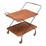 Scandinavian trolley trolley on wheels in metal and wood