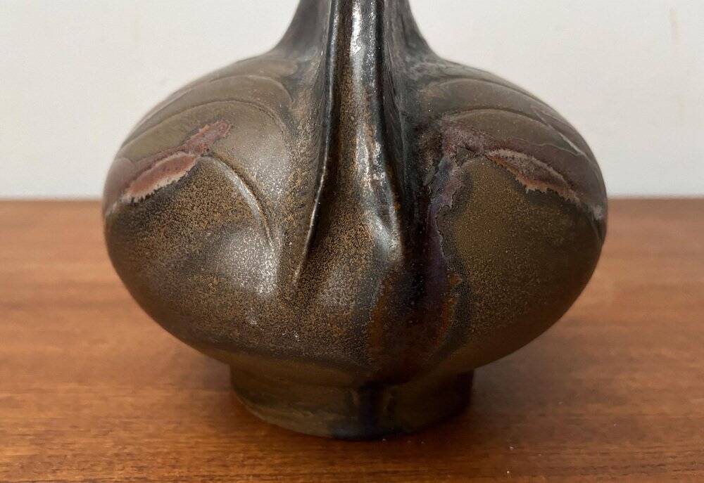 Vase de poterie d'atelier brutaliste allemand du milieu du siècle de Fritz Van Daalen, années 1960