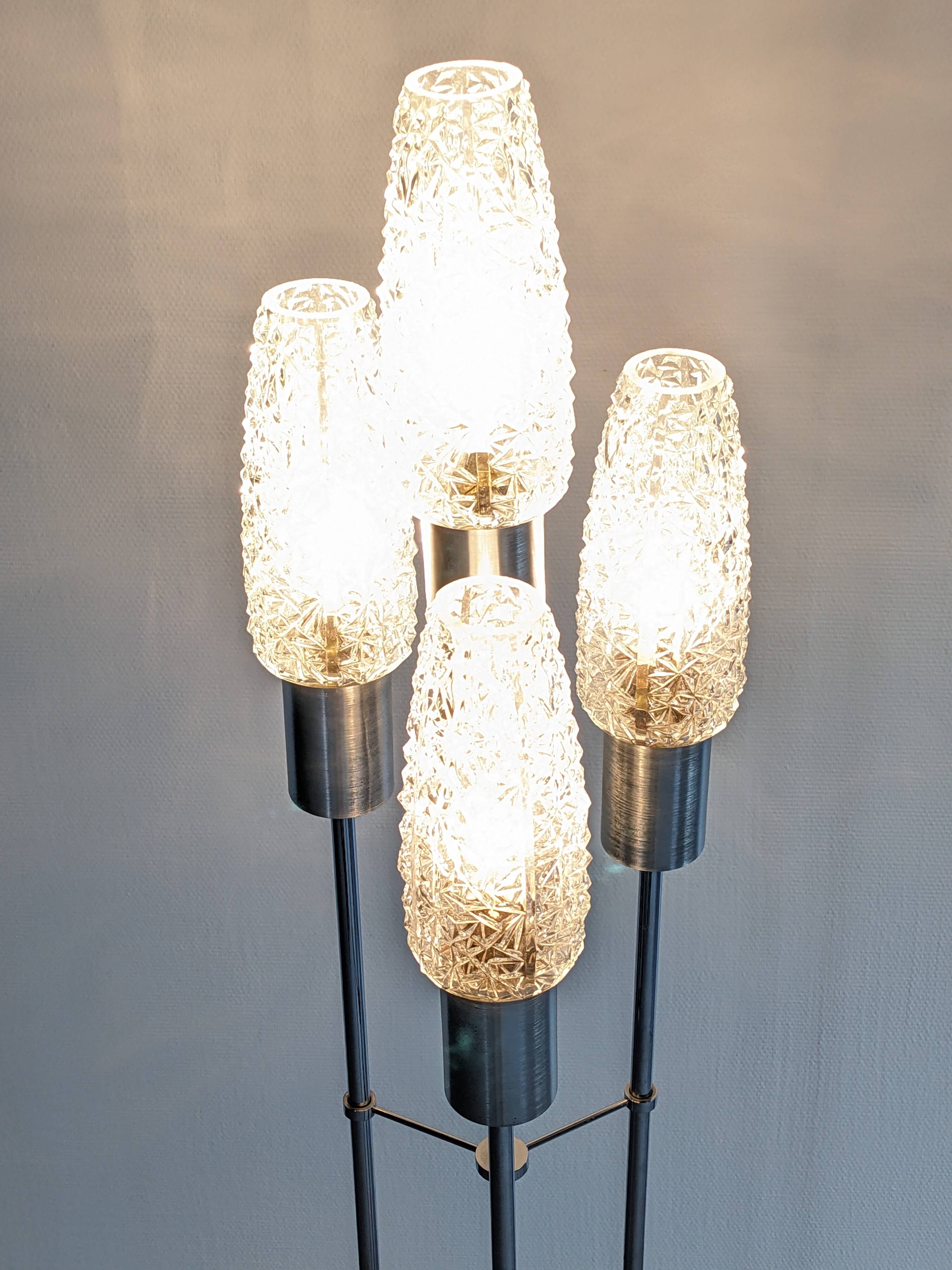 Four-light staircase lamp, France around 1970.