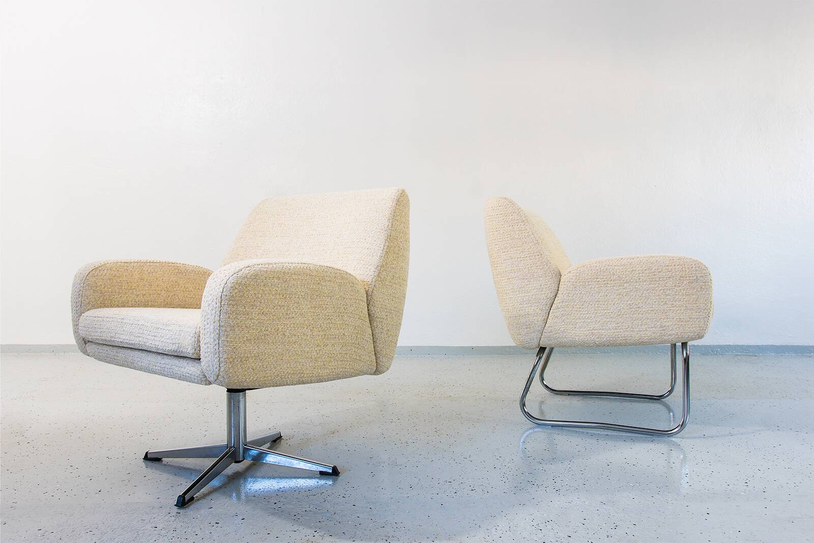 Vintage yellow Armchairs, Germany, 1970s, Set Of 2