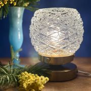 Lampe à poser globe vintage en verre moulé