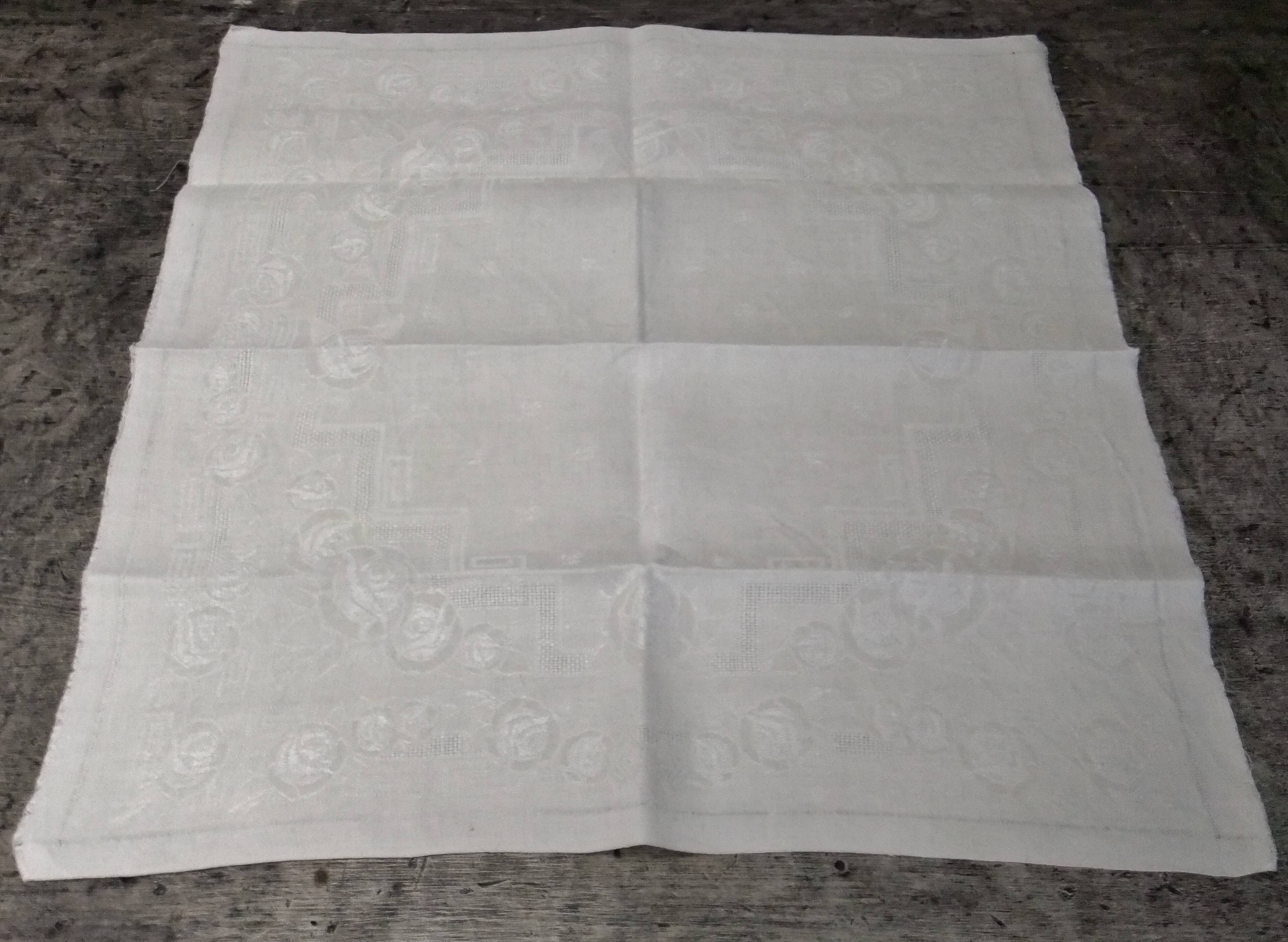 Old art nouveau damask napkins foral 60 cm