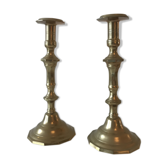 Pair of gilded brass candlesticks