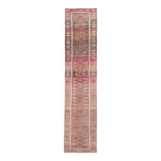 Tapis d'entrée turc Vintage rouge pâle 3x13, 84x394Cm