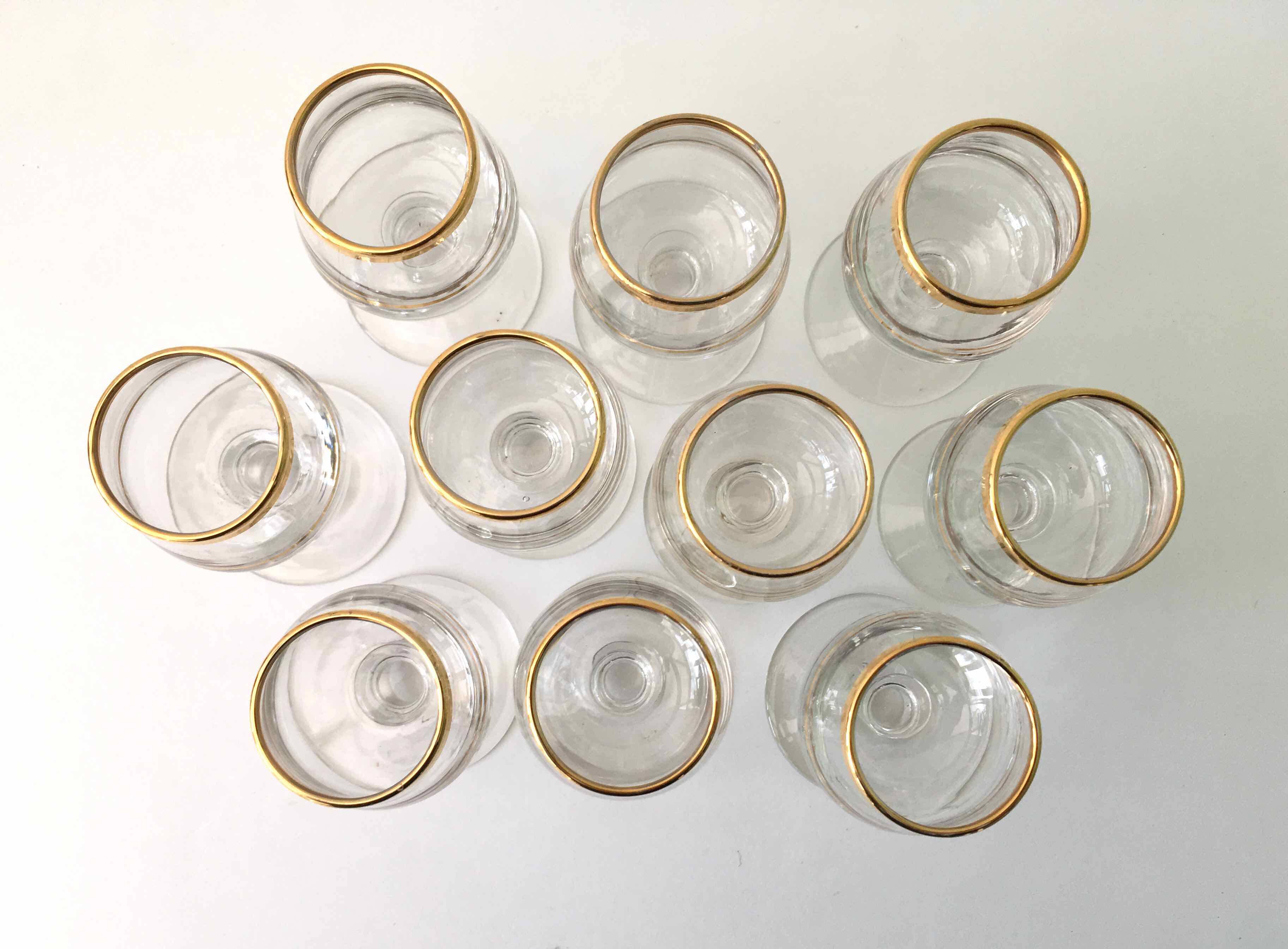 Set of 10 vintage alcohol glasses