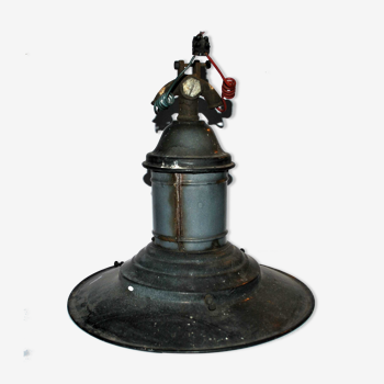 Enamelled metal workshop lamp - Old industrial suspension 35 x 33 cm