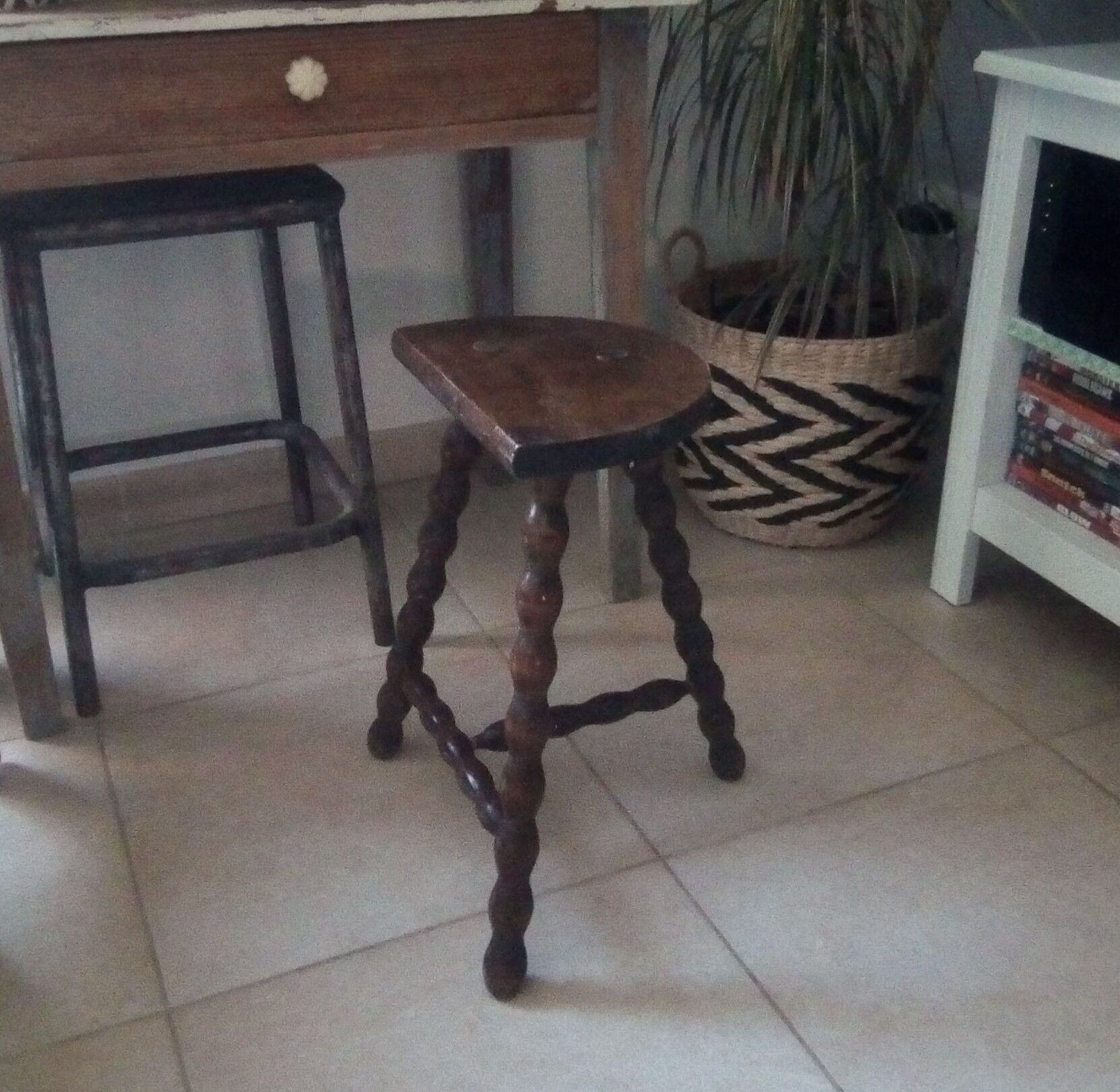 Vintage turned wooden stool