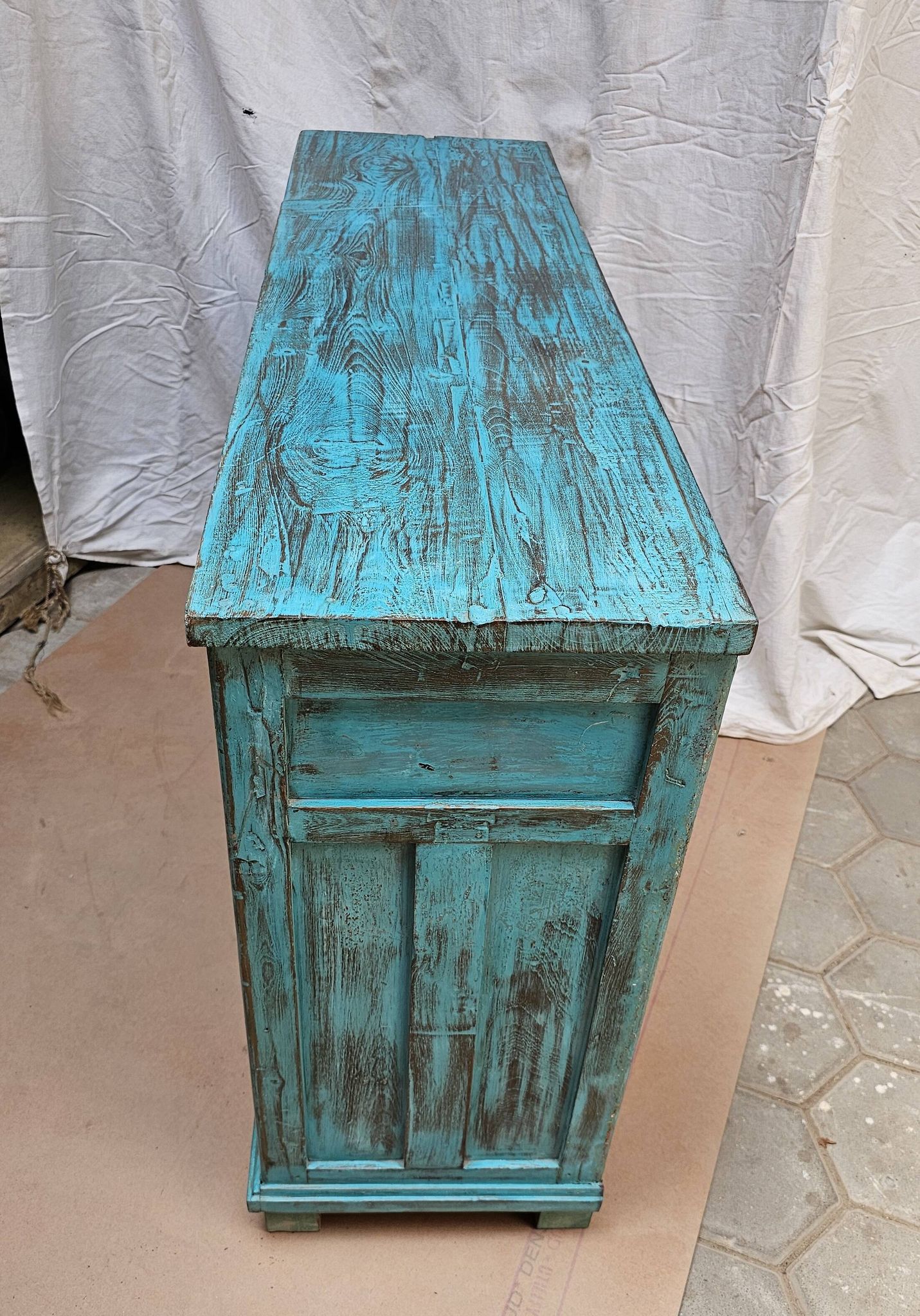 Old merchant's counter in Burmese teak.