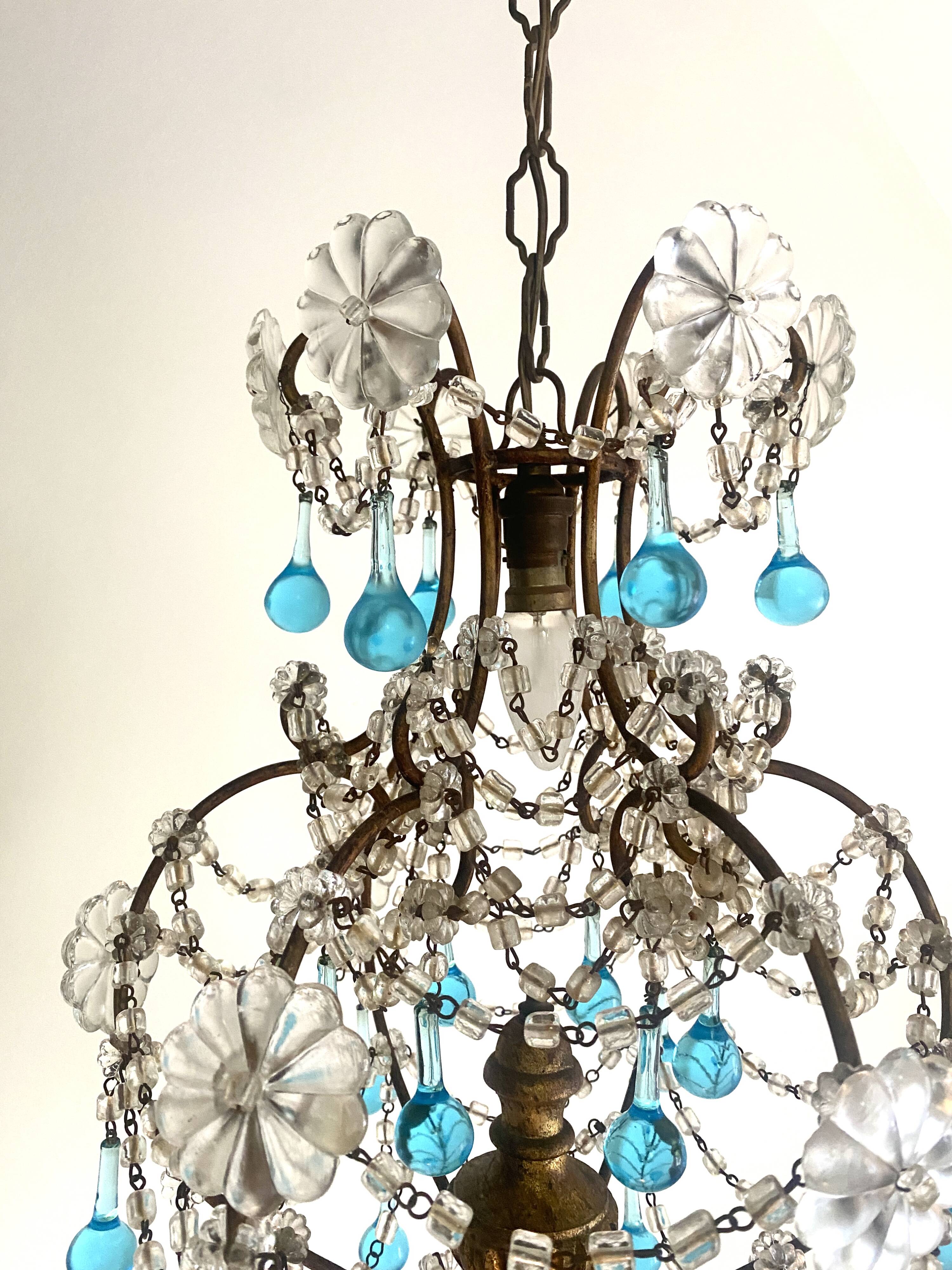 Old crystal pendant chandelier