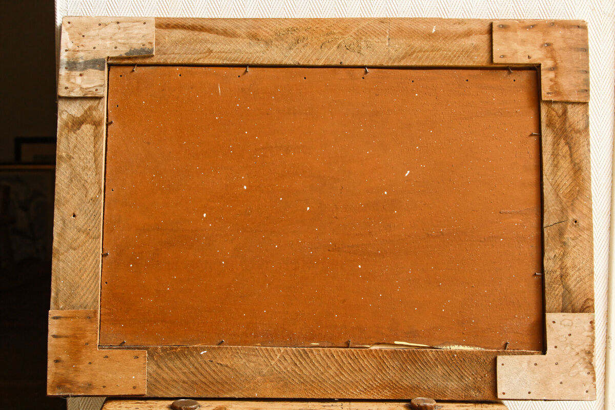 Bouquet of flowers in carved art deco frame