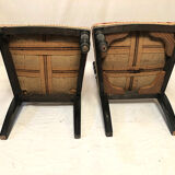 Pair of Napoleon III low chairs, wood turned and blackened