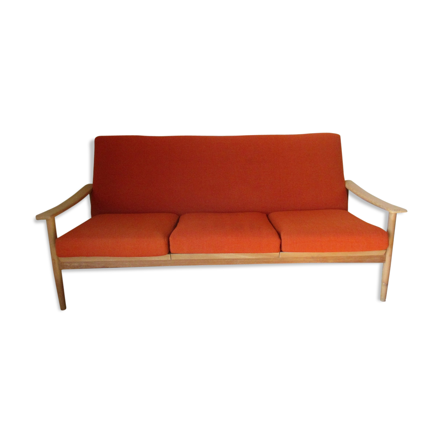 Scandinavian orange wool sofa