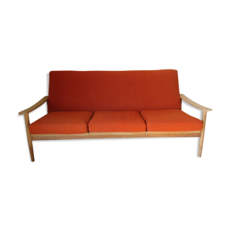 Scandinavian orange wool sofa