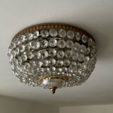 Vintage ceiling light with pendants and brass.