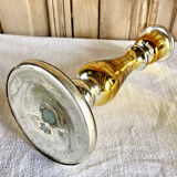 Old candle holder XIX gilded mercurized eglomised glass
