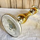 Old candle holder XIX gilded mercurized eglomised glass