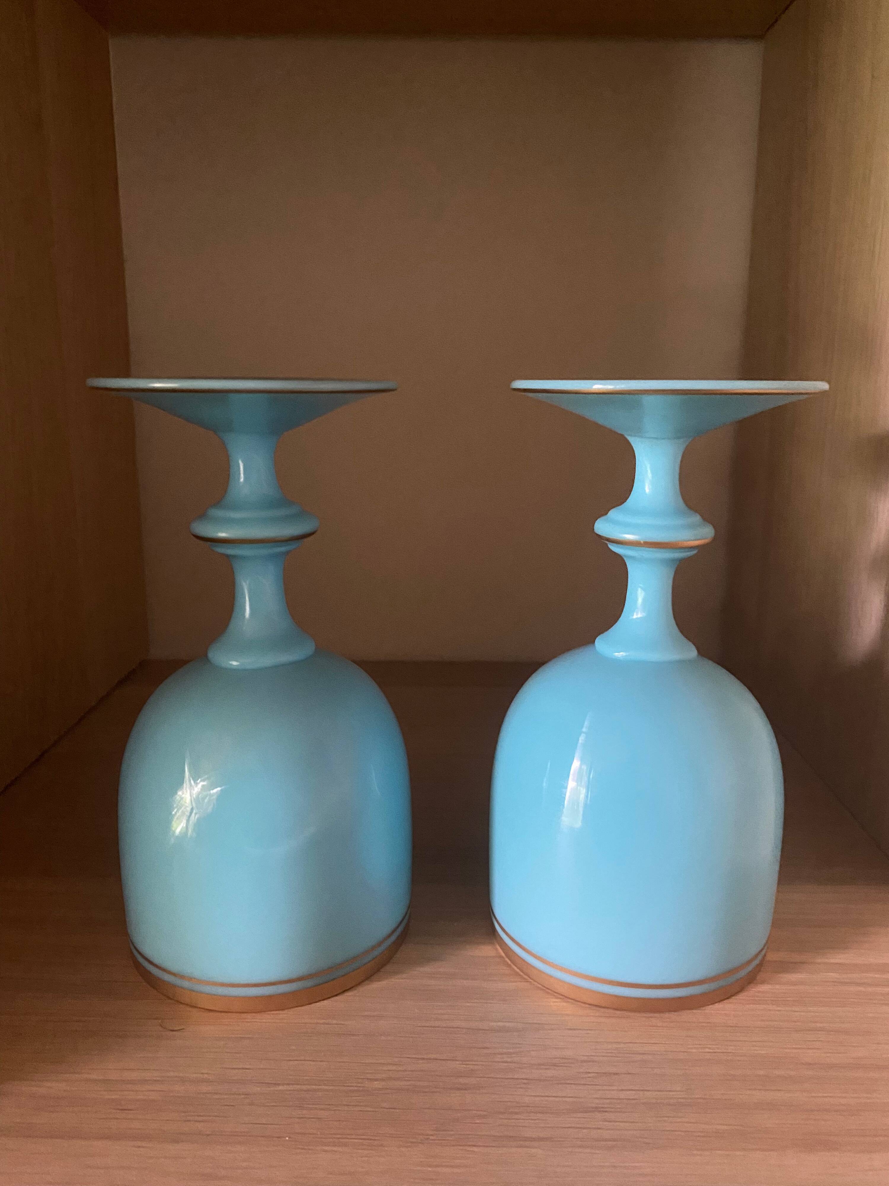 Set of 2 blue opaline glasses