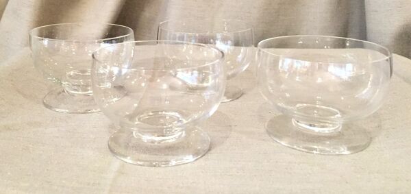 Suite de 4 coupes a champagne ou coupe a glaces daum nancy croix de lorraine france