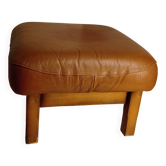 Vintage ottoman, Scandinavian leather seat, 1970s/1980s