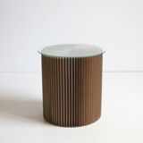 Cardboard Harmonica Side Table With Glass Top, 1970s