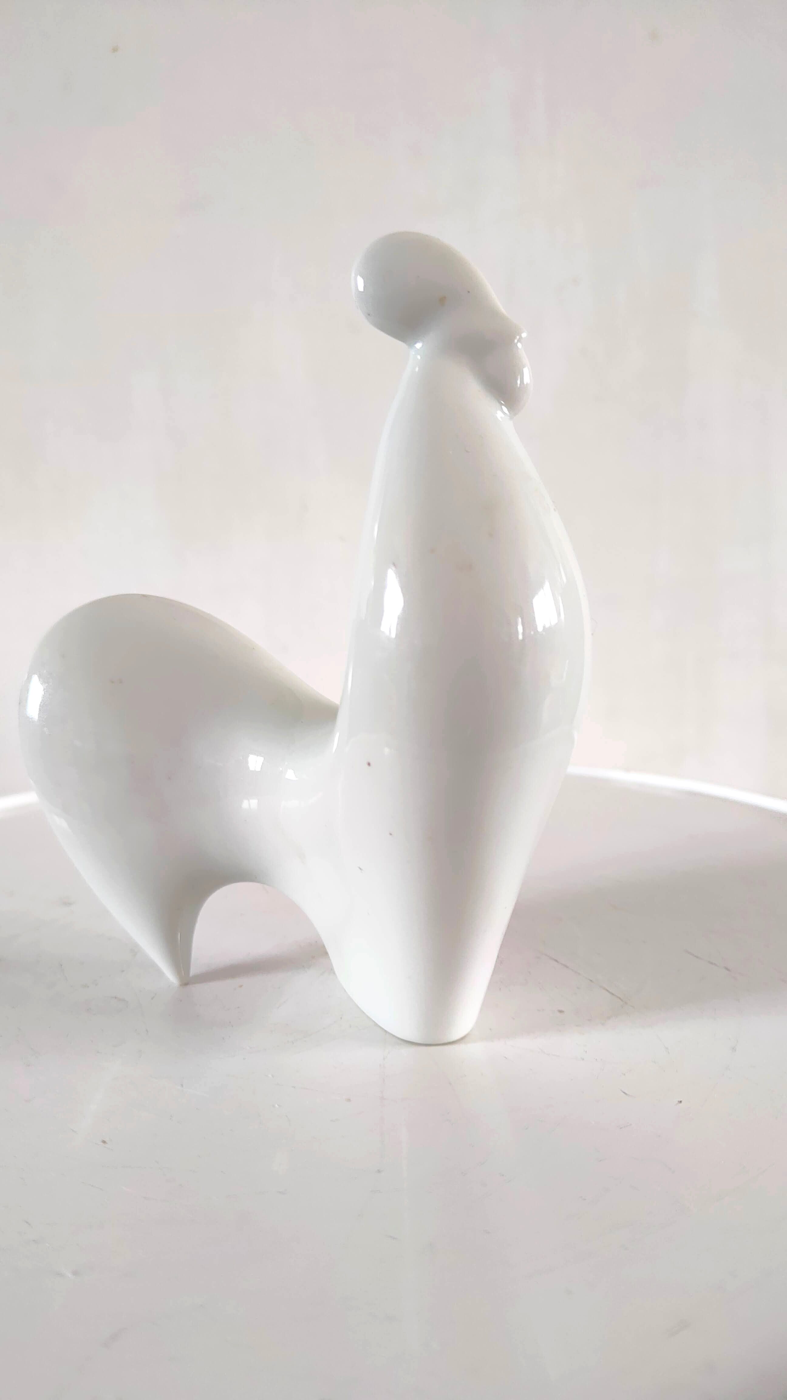Coq stylisé en céramique design années 70