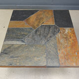 Slate stone brutalist coffee table, 1980s