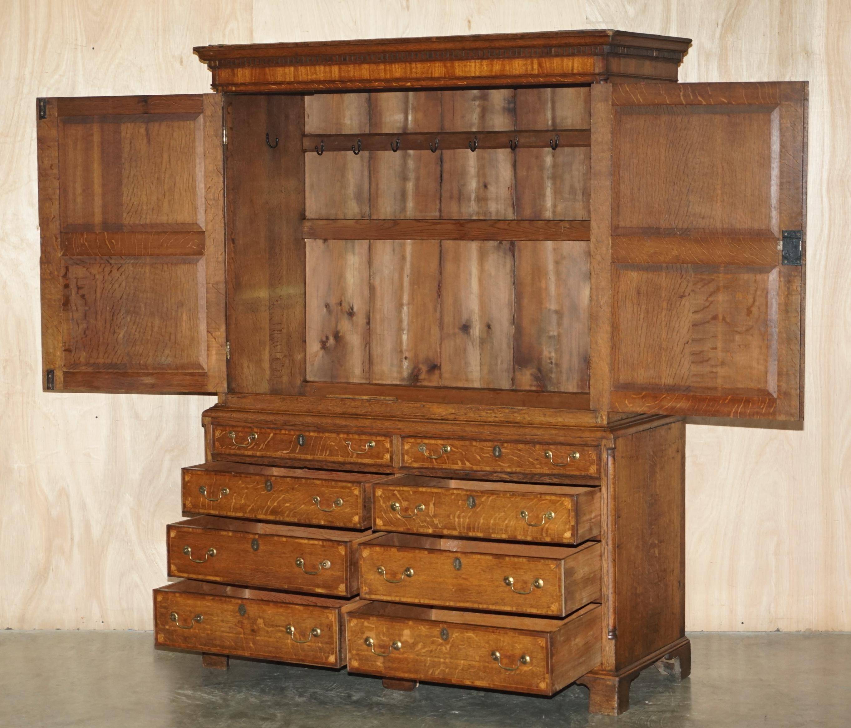 Antique Sheraton wardrobe from around 1800 with drawers - George III