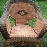 Pair of antique rattan armchairs