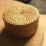 Vintage round wicker basket