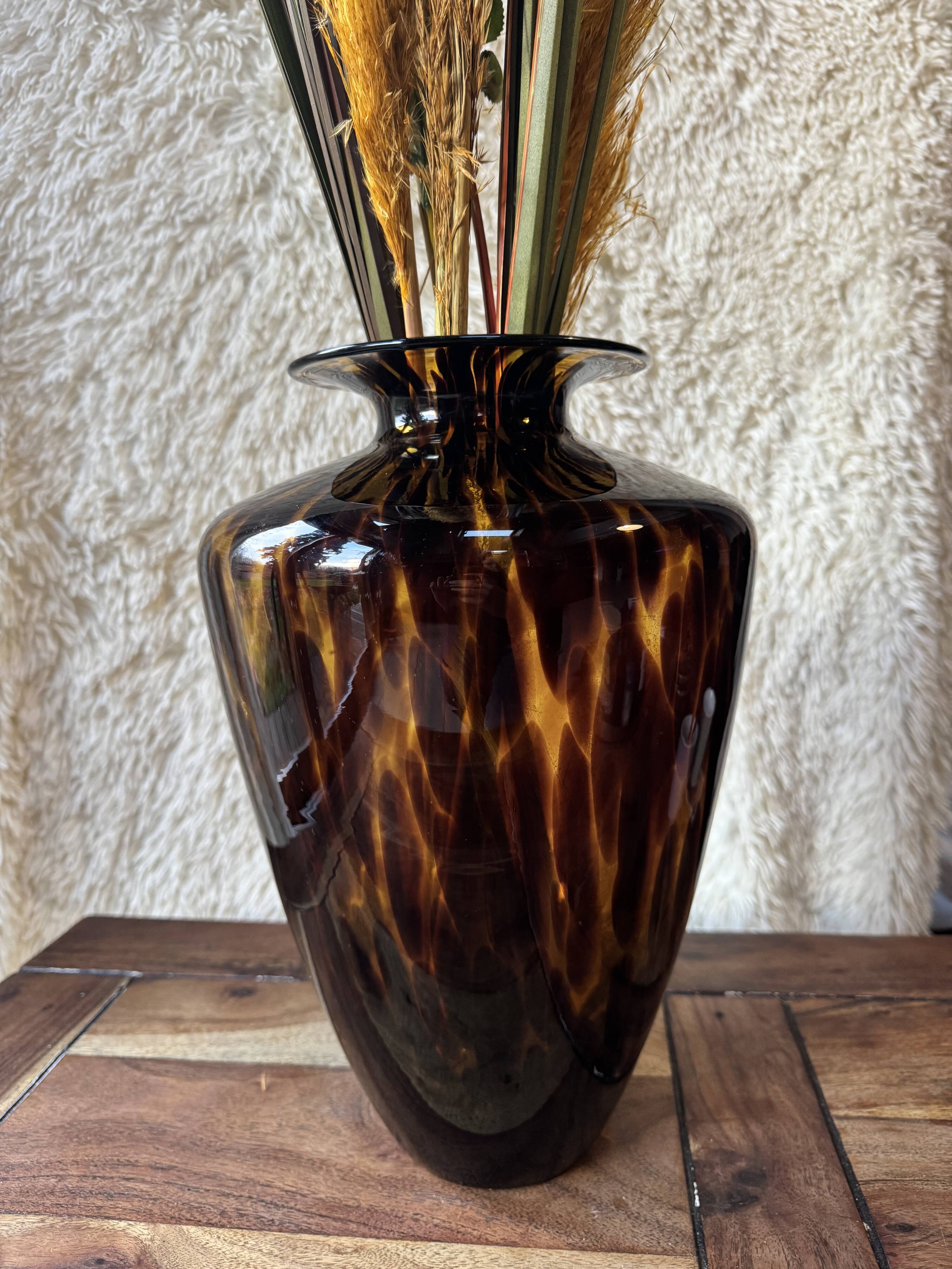 Large Murano vase in tortoiseshell style