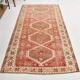 Tapis turc vintage rouge et crème