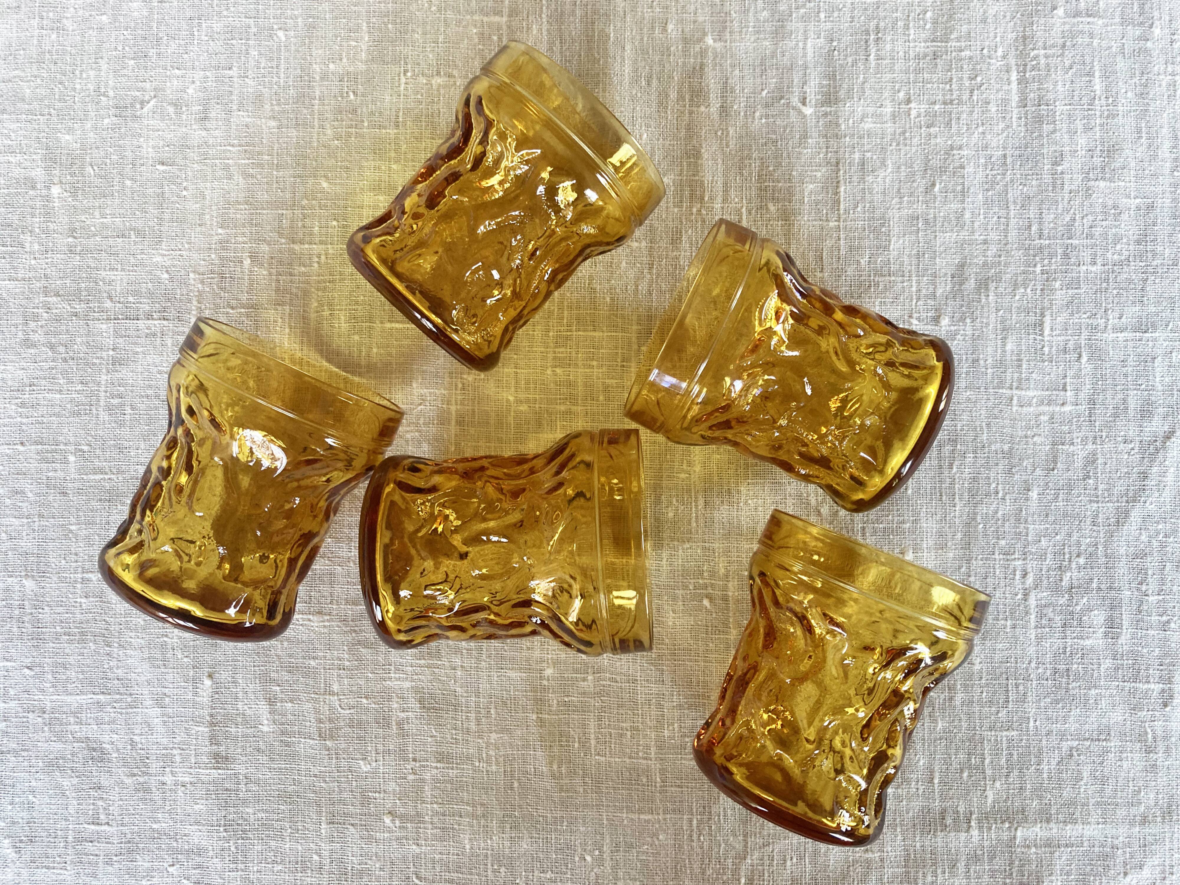 Textured Amber Glass Lemonade Glasses