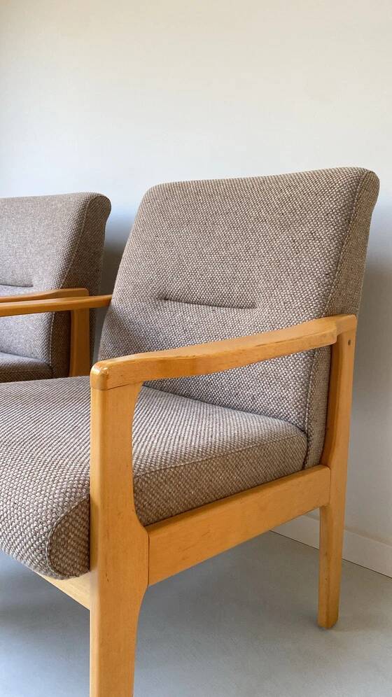 Vintage wooden seating area / sofa and 2 armchairs