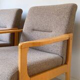 Vintage wooden seating area / sofa and 2 armchairs