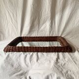 Vintage rectangular woven rattan wall mirror
