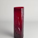 Swedish Red Devil Triangular Glass Vase by Christer Sjögren for Lindshammar