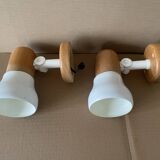 Set of 2 pine wall lights from the 80s