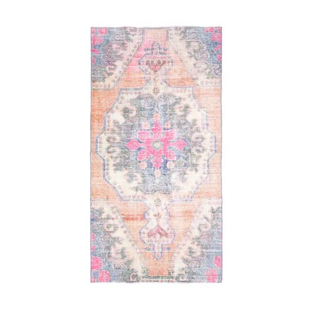 Vintage Turkish Oushak Handmade Wool Cotton Orange Area Rug 99x192